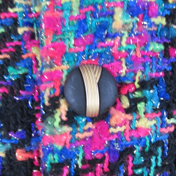 Saks Fifth Avenue Vintage 1980's David Hayes  Neon Tweed womens Jacket womens 8 - Picture 6 of 11